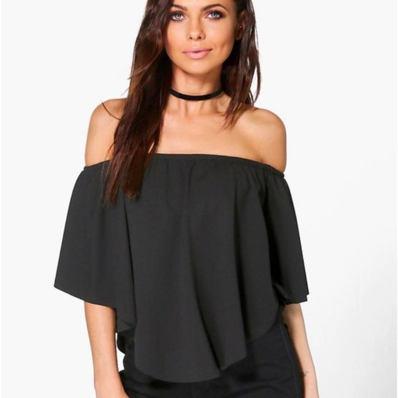 Boohoo Tops - Boohoo Black Bardot Top